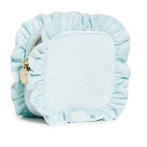NWT Stoney Clover Lane Velvet Ruffle Mini Pouch in Cloud